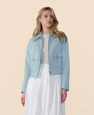 Furniq Uk Women's Cropped Leather Jacket, Created for Macy's