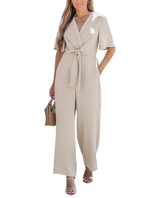 Cupshe Women's Breezy Wide Leg Wrap Jumpsuit