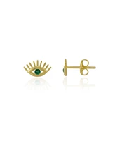 Spero London Emerald Color Eye Stud Earring Sterling Silver