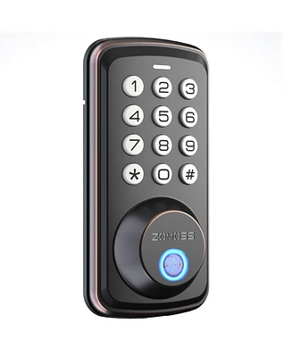 Zachvo Fingerprint Door Lock Keyless Deadbolt, Electric Door Locks with Keypads and Emergency Charging Port