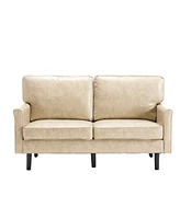 Mid-Century Modern Loveseat Sofa with Usb, Removable Pillow Cover