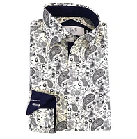 Elie Balleh Big Boys White Paisley Slim Fit Shirt