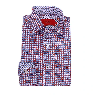 Elie Balleh Big Boys Blue Printed Short Sleeve Slim Fit Shirt