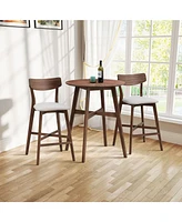 31.5 Inch Oversize Round Bar Table, Wooden High Top Kitchen Dining Table for Pub,Living Room,Restaurant,Cocktail Bar,Walnut