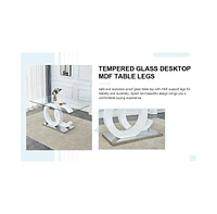 63" Glass Dining Table with 4 Pu Chairs in Black