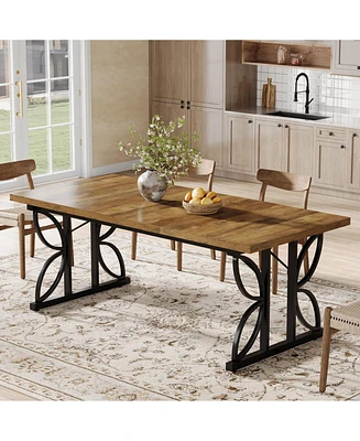 Tribesigns 70.47" Rectangular Dining Table, Industrial-Style Kitchen Table for 6-8 People with Metal Frame, Multi-Purpose Table for Dining Room,
