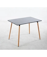 1+4,5pieces dining set, Table metal leg Mid-century Dining Table for 4-6 people With Mdf Table Top, Pedestal Dining Table, End Table Leisure Coffee Ta