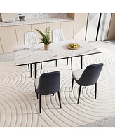 47-63" Expandable Dining Set: Table & Cushioned Chairs