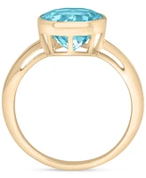 Sky Blue Topaz Bezel Circle Solitaire Statement Ring (3-3/4 ct. t.w.) in 14k Gold