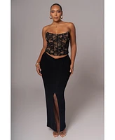 Jluxlabel Women's Hamptons Ribbed Slit Skirt