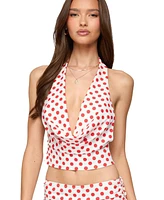 Edikted Women's Zoe Polka Dot Cowl Neck Top