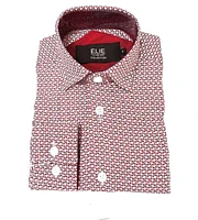 Elie Balleh Big Boys Red Printed Short Sleeve Button-Down Slim Fit Shirt