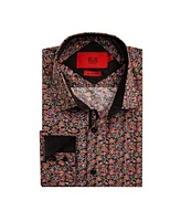 Elie Balleh Big Boys Black Slim Fit Paisley Print Shirt