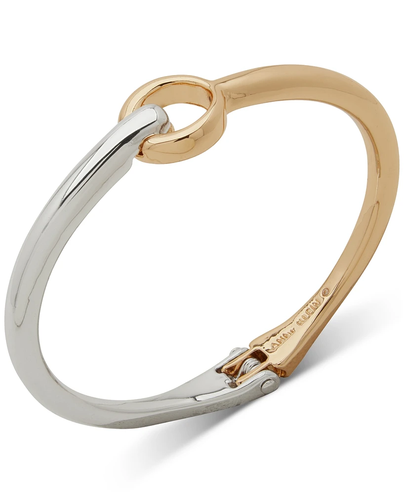 Anne Klein Two-Tone Open Hinged Bangle Bracelet