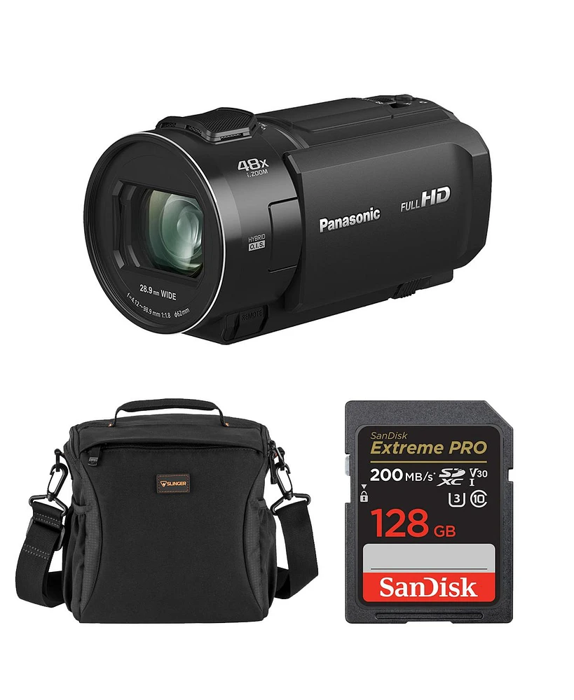Panasonic Hc-V900 Full Hd Camcorder, Bundle with 128GB Memory Card and Shoulder Bag