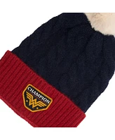 Dc Comics Men's Wonder Woman Champion Logo Adult 2-Pack Cable Knit Beanie & Scarf Set