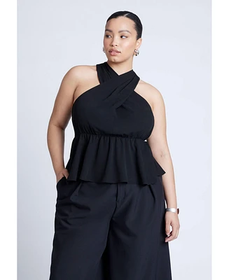 Eloquii Plus Halter Top With Peplum