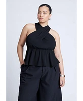 Eloquii Plus Halter Top With Peplum