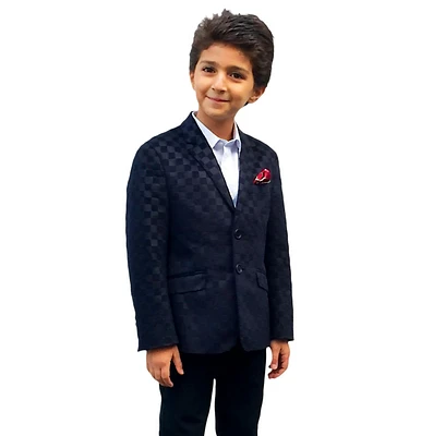 Elie Balleh Toddler Navy Slim Fit Gingham Blazer