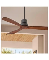 52" Delta-Wing Dc Rustic Farmhouse 3 Blade Indoor Outdoor Ceiling Fan with Remote Oil Rubbed Bronze Walnut Solid Wood Damp Rated for Patio Exteri