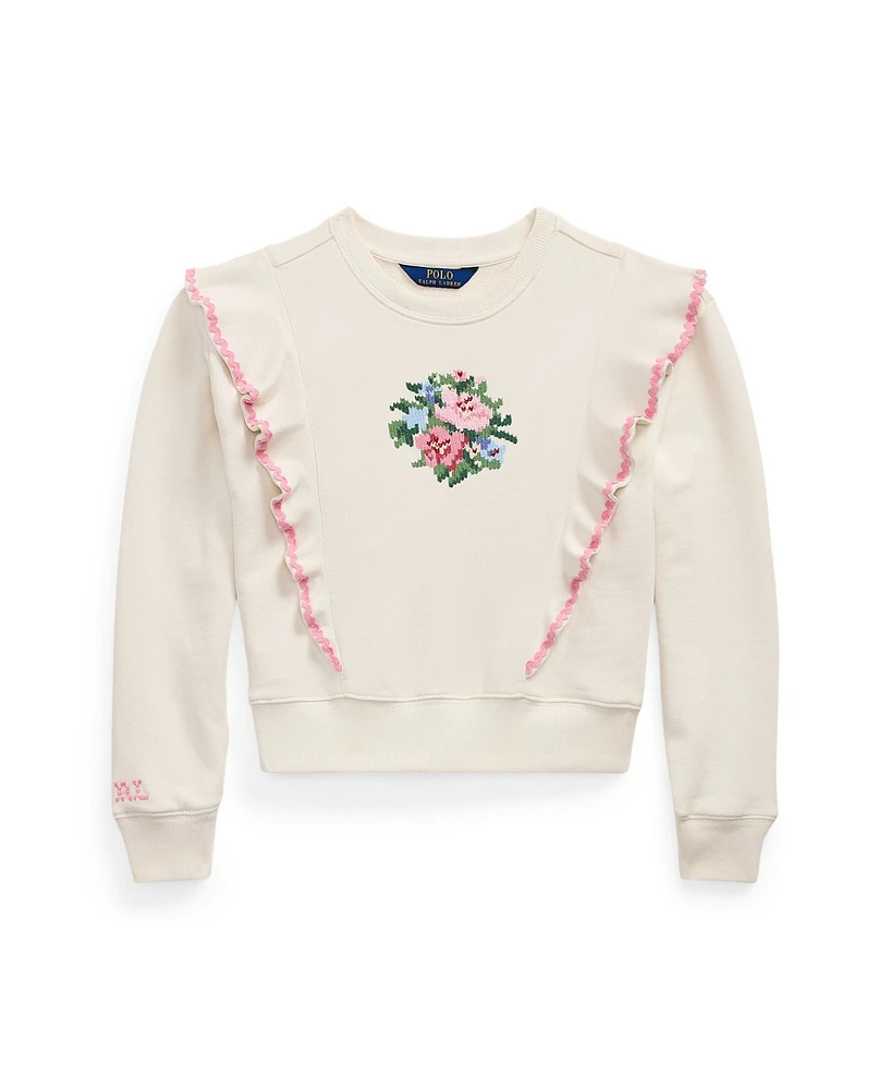 Polo Ralph Lauren Big Girls Floral Ruffled Terry Sweatshirt