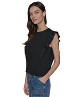 Karl Lagerfeld Paris Women's Ruffle-Sleeve Knit Top