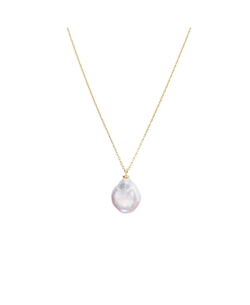 Spero London Baroque Flat Pearl Pendant Necklace Sterling Silver
