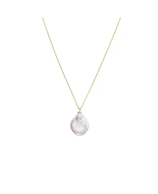 Spero London Baroque Flat Pearl Pendant Necklace Sterling Silver