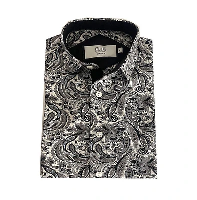 Elie Balleh Little Boys Black Paisley Slim Fit Shirt