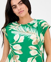 Anne Klein Petite Printed Extended-Shoulder Asymmetric Top