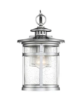 Callaway Modern Industrial Outdoor Wall Light Fixtures Set of 2 Chrome Metal Lantern Frame 11 3/4" Clear Seedy Glass Panels for Post Exterior Bar