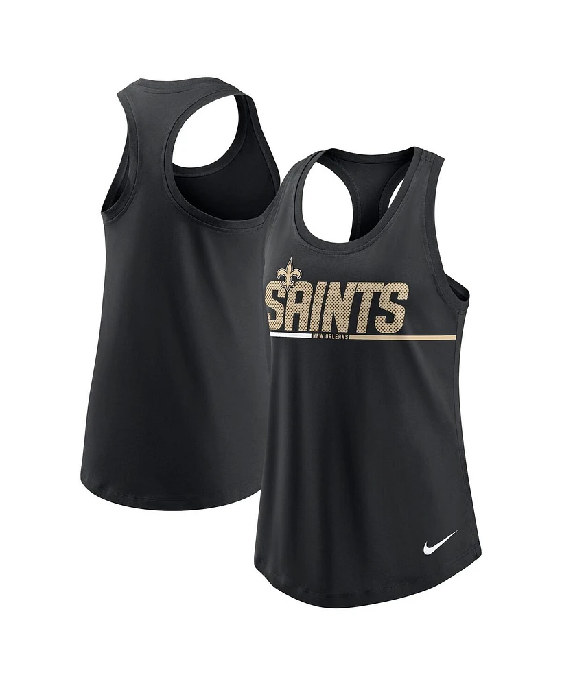 Nike Women's Black New Orleans Saints Team Name City Tri-Blend Racerback Tank Top