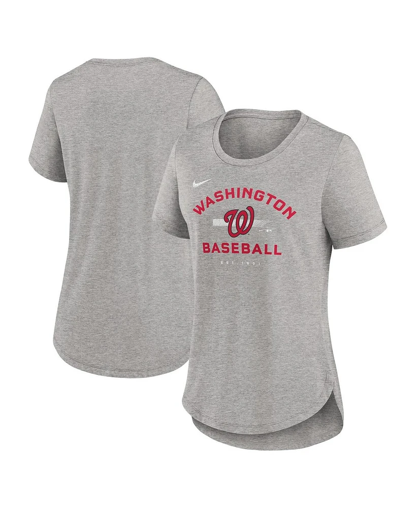 Nike Women's Heather Gray Washington Nationals Hot Prospect Tri-Blend T-Shirt
