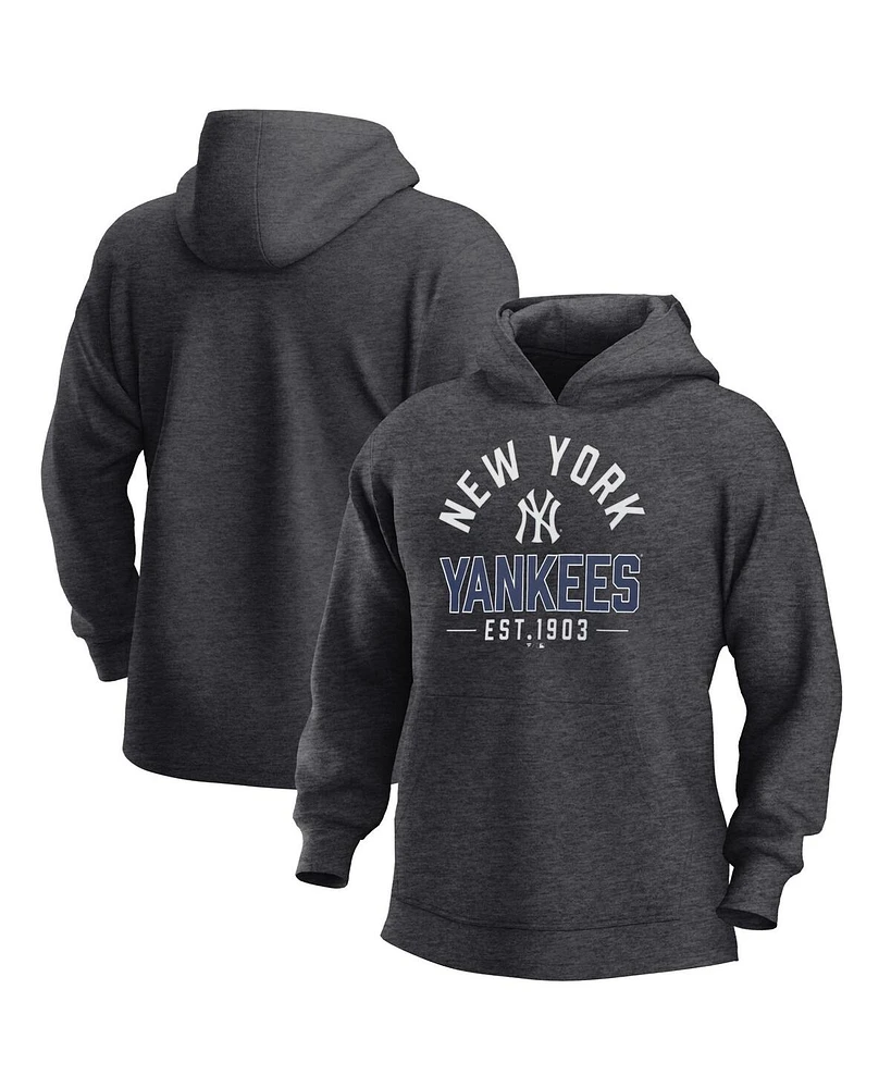 Fanatics Men's Heather Charcoal New York Yankees Fleece Pullover Hoodie