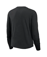 Nike Women's Black Las Vegas Raiders Large Logo Cropped Long Sleeve Fashion T-Shirt