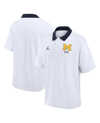 Jordan Men's White Michigan Wolverines Jersey Polo Shirt