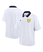 Jordan Men's White Michigan Wolverines Jersey Polo Shirt