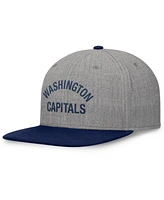Fanatics Men's Heather Gray Washington Capitals Elements Flat Brim Leather Strap back Hat