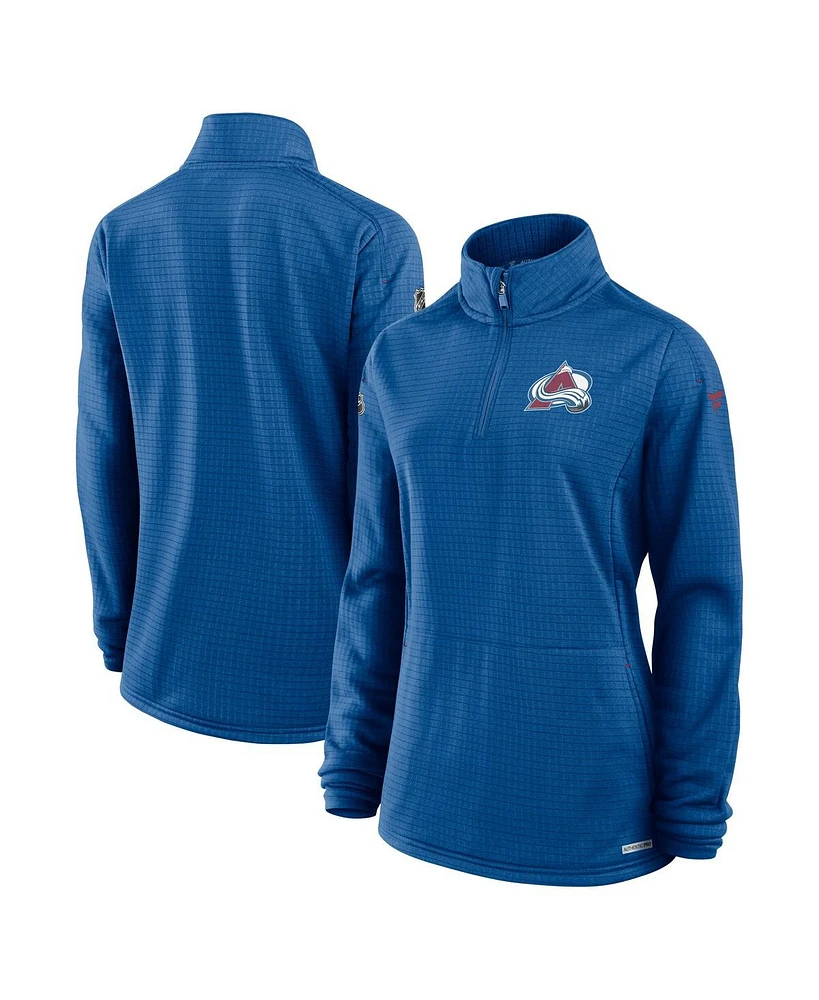 Fanatics Women's Blue Colorado Avalanche Authentic Pro Rink Lightweight Quarter-Zip Pullover Top