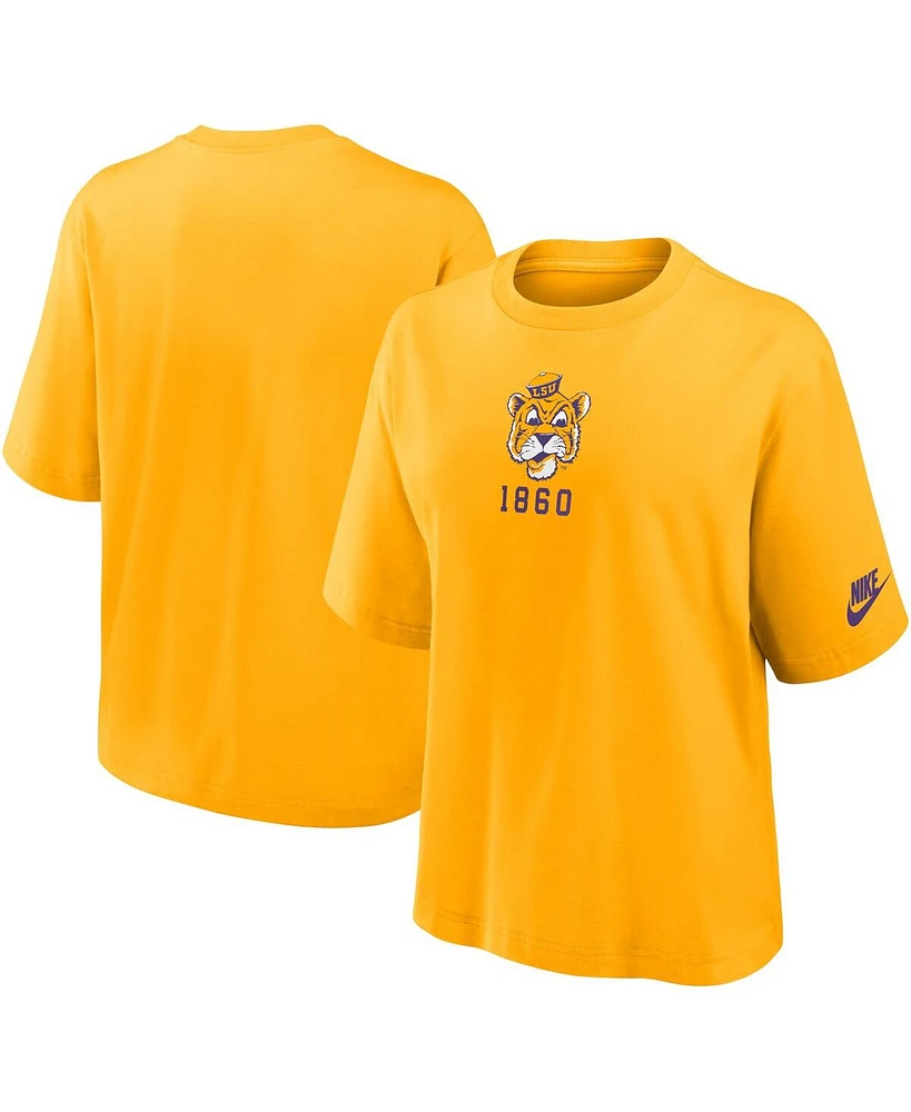 Nike Women's Gold Lsu Tigers Legacy Established Boxy T-Shirt