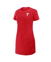 Fanatics Women's Red Philadelphia Phillies Ruched Drape T-Shirt Dress