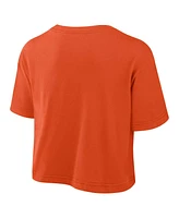 Nike Women's Orange Clemson Tigers Power Pursuit Athletic Prep Arch Performance Cropped T-Shirt