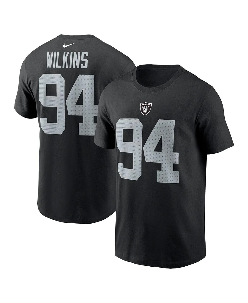 Nike Men's Christian Wilkins Black Las Vegas Raiders Player Name Number T-Shirt