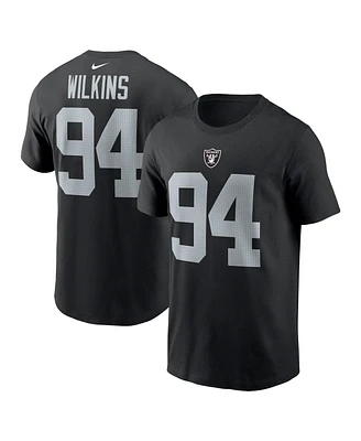 Nike Men's Christian Wilkins Black Las Vegas Raiders Player Name Number T-Shirt