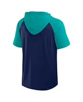 Fanatics Men's Navy Seattle Mariners Prime Raglan Short Sleeve Hoodie T-Shirt