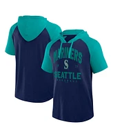 Fanatics Men's Navy Seattle Mariners Prime Raglan Short Sleeve Hoodie T-Shirt