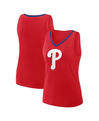 Logo Athletic Women's Red Philadelphia Phillies Stellar Win V-Neck Tank Top