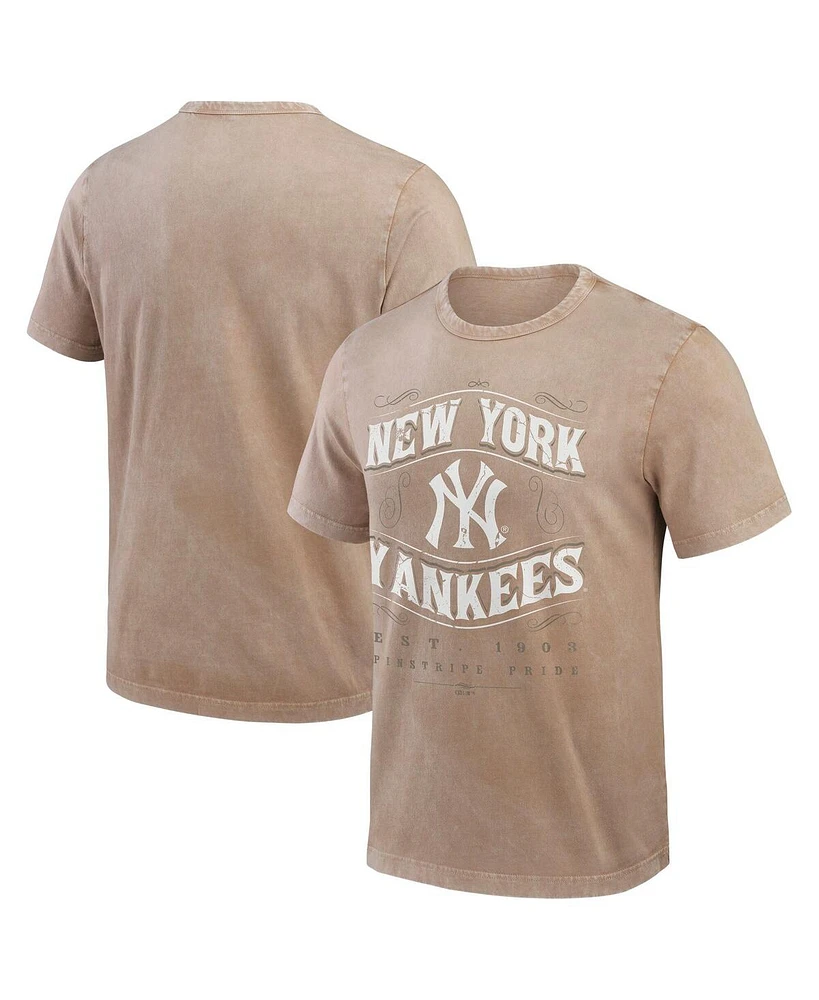 Fanatics Men's Tan New York Yankees Sun Faded T-Shirt