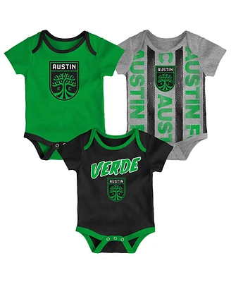 Outerstuff Newborn 3-Pack Green/Heather Gray Austin Fc Loyal Buddies Bodysuit Set