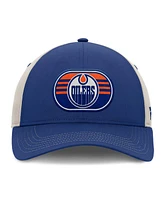 Fanatics Men's Royal/Gray Edmonton Oilers 2025 Stanley Cup Playoffs Locker Room Trucker Adjustable Hat